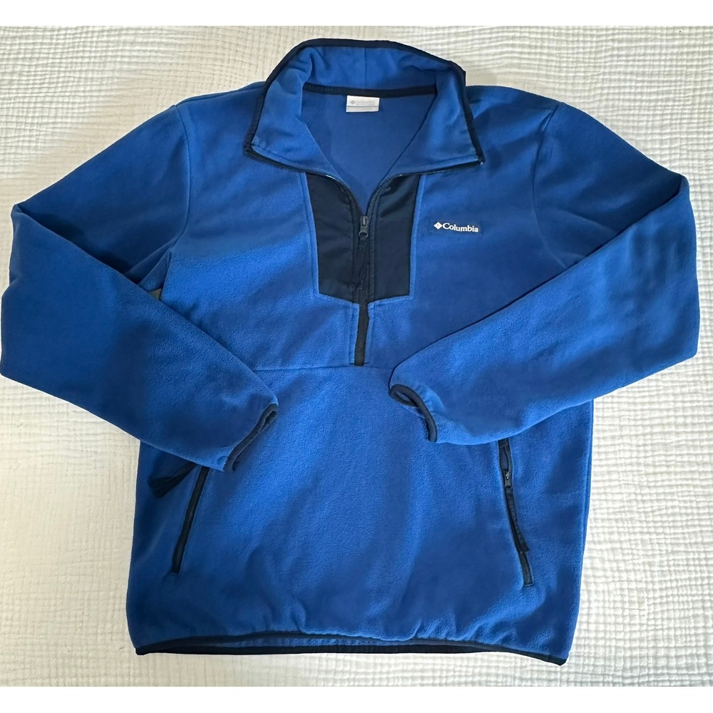 Columbia Fleece Pullover Men's M Blue Quarter Zip Jacket Outdoor